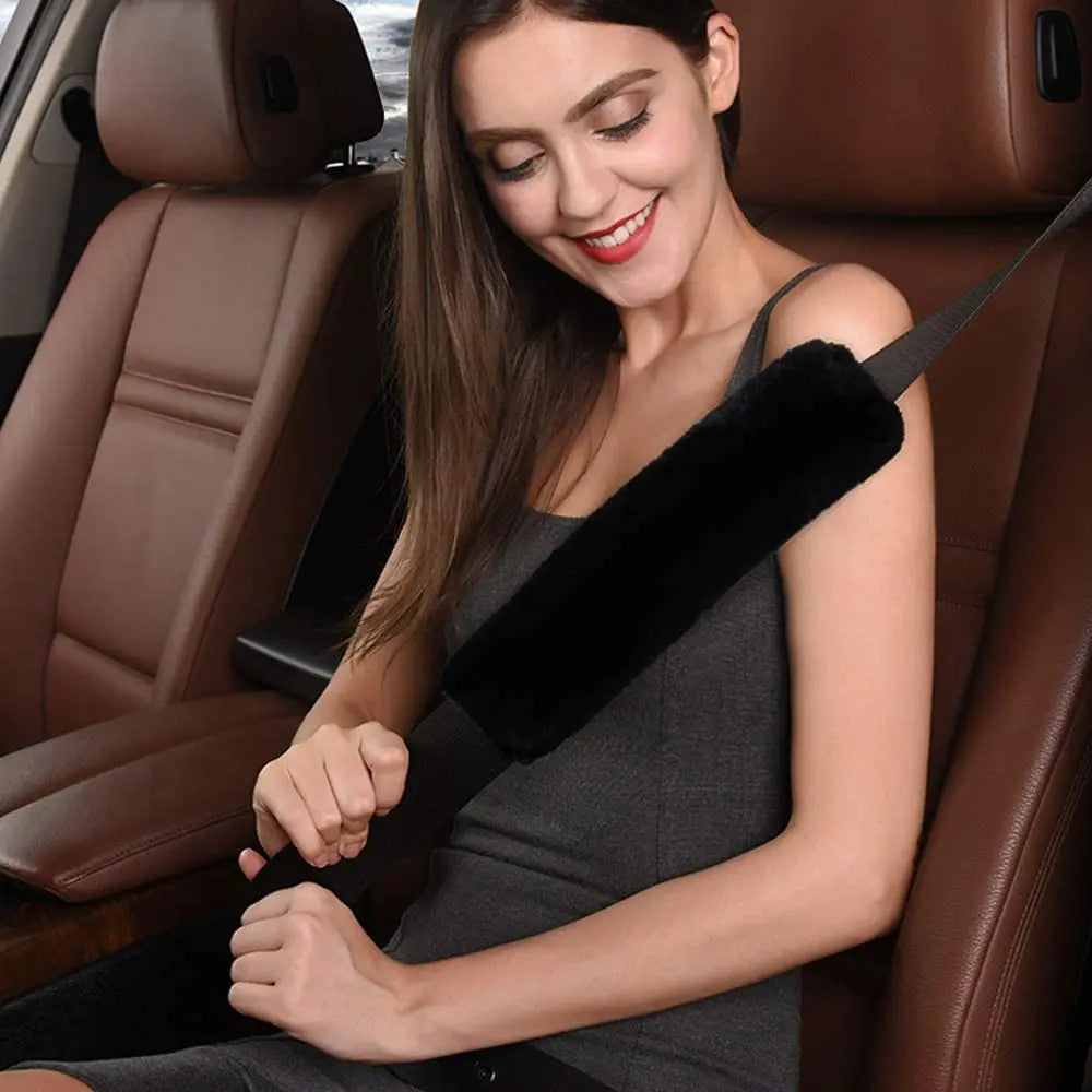 Fluffy Sheepskin Seat Belt Cover Shoulder Pad Seat Belt Guard